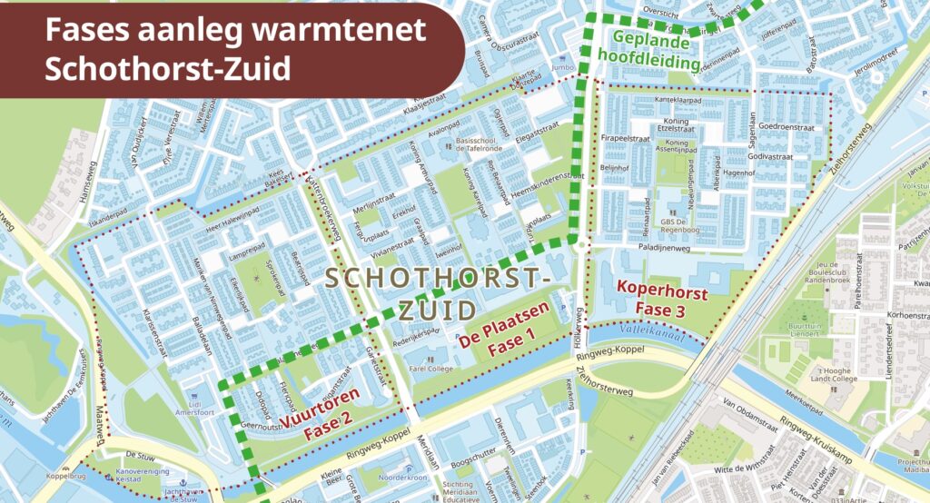 Aangesloten op het warmtenet – en dan? 1 Kaart Schothorst Zuid fases aanleg 2