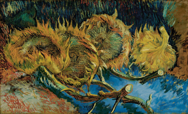 Vincent van Gogh Vier uitgebloeide zonnebloemen augustus oktober 1887