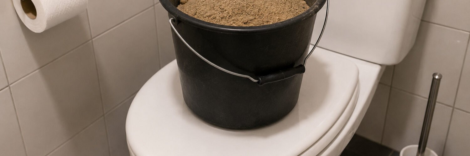emmer zand op toiletpot