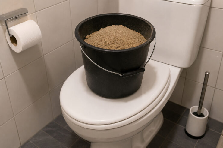emmer zand op toiletpot